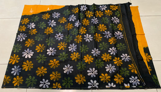 Soft Cotton Batik Painted Saree with Blouse Piece