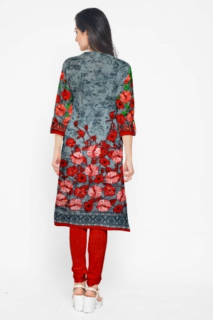 Grey Pure Cotton Printed Salwar Suit Fabric – Breathable Elegance in Soothing Hues