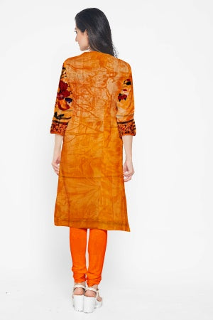 Orange Pure Cotton Printed Salwar Suit Fabric – Breathable Elegance in Soothing Hues