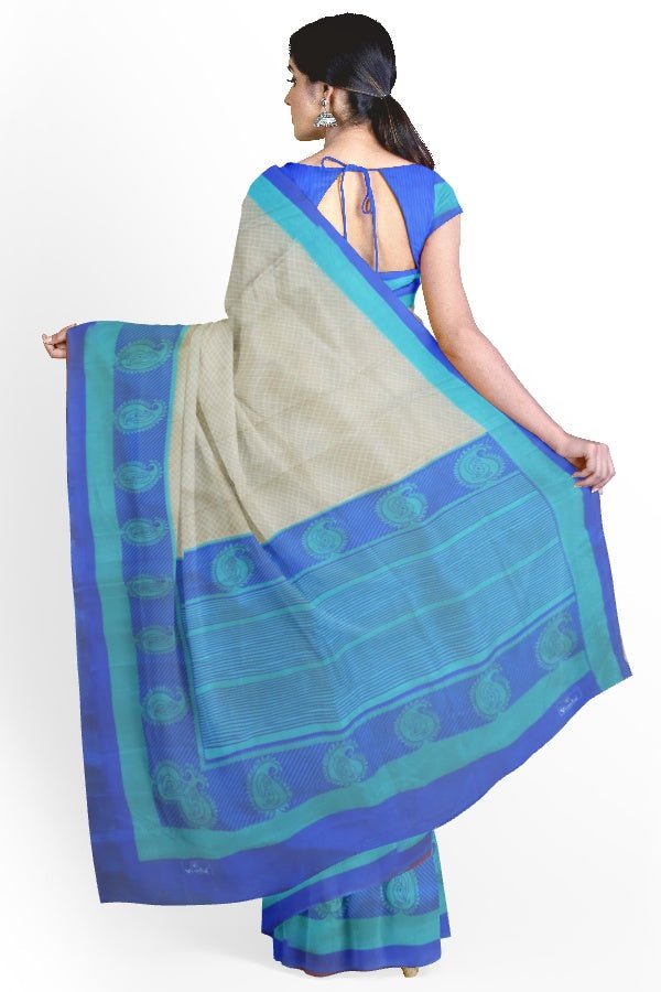 Cream Blended Silk Printed Manipur Saree - Samvita