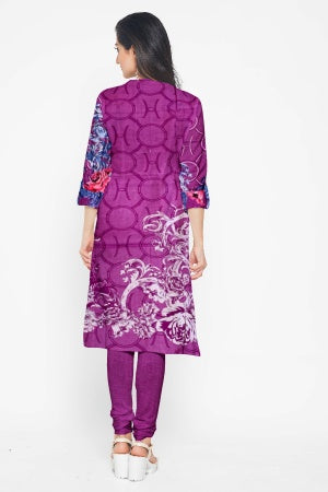 Lavender Pure Cotton Printed Salwar Suit Fabric – Breathable Elegance in Soothing Hues