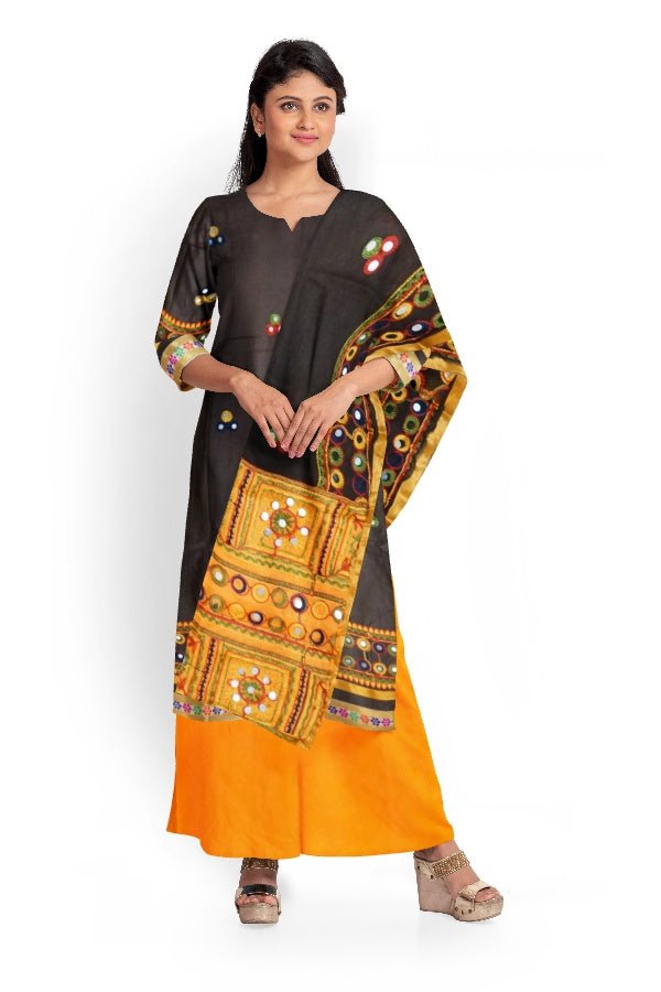 Brown Cotton Designer Embroidered Salwar Suit Fabric - Samvita