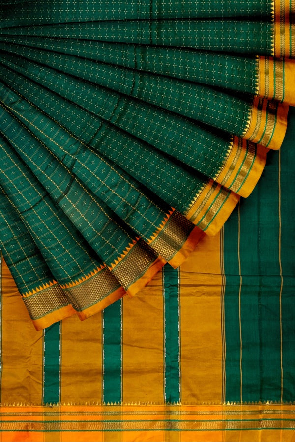 Green Cotton Silk Ilkal Saree |SAMVITA