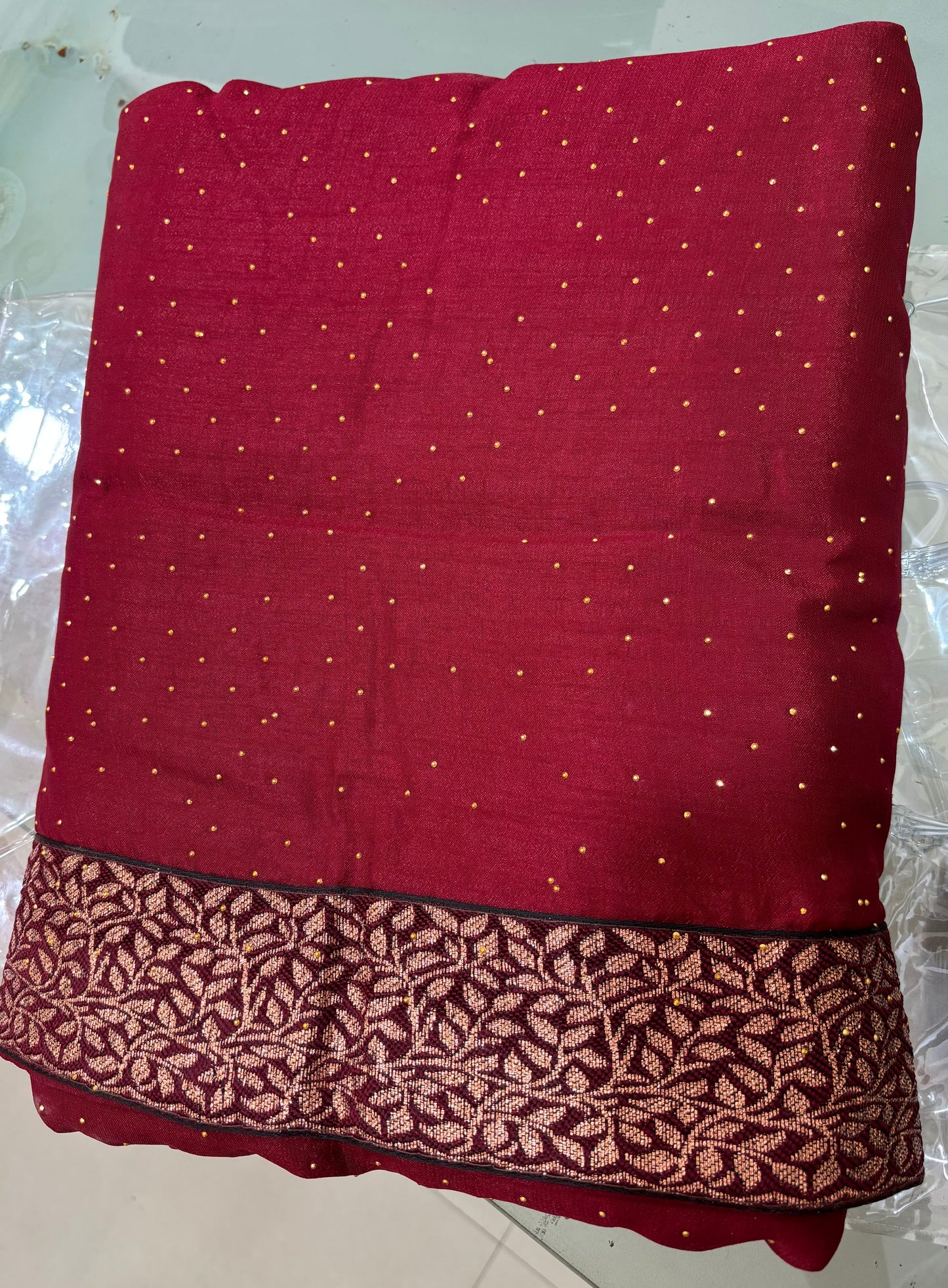 Red Embroidered Georgette Saree with Blouse Piece – Effortless Elegance, Thread by Thread