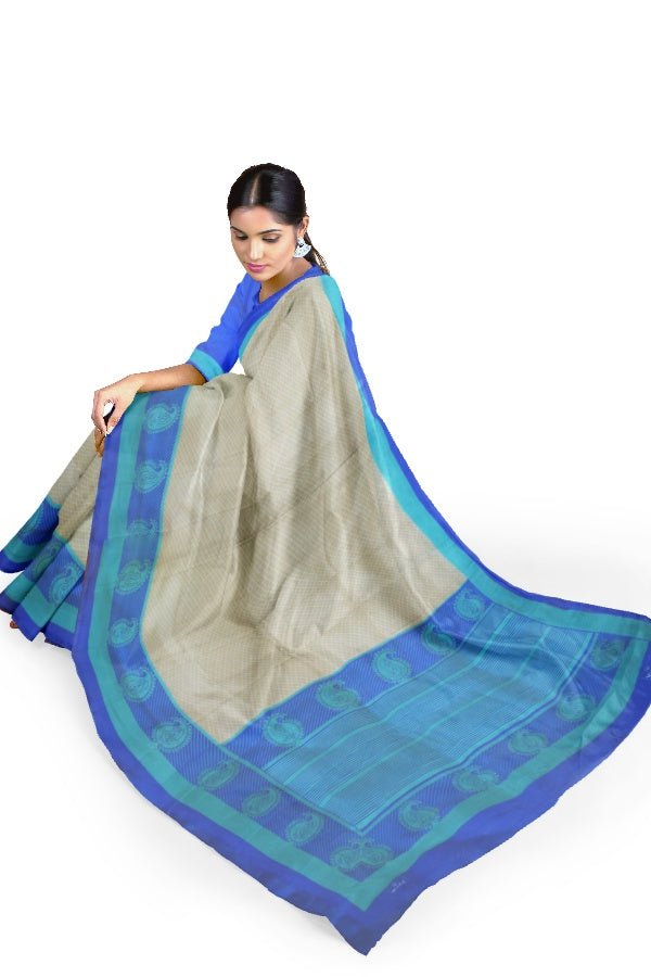 Cream Blended Silk Printed Manipur Saree - Samvita