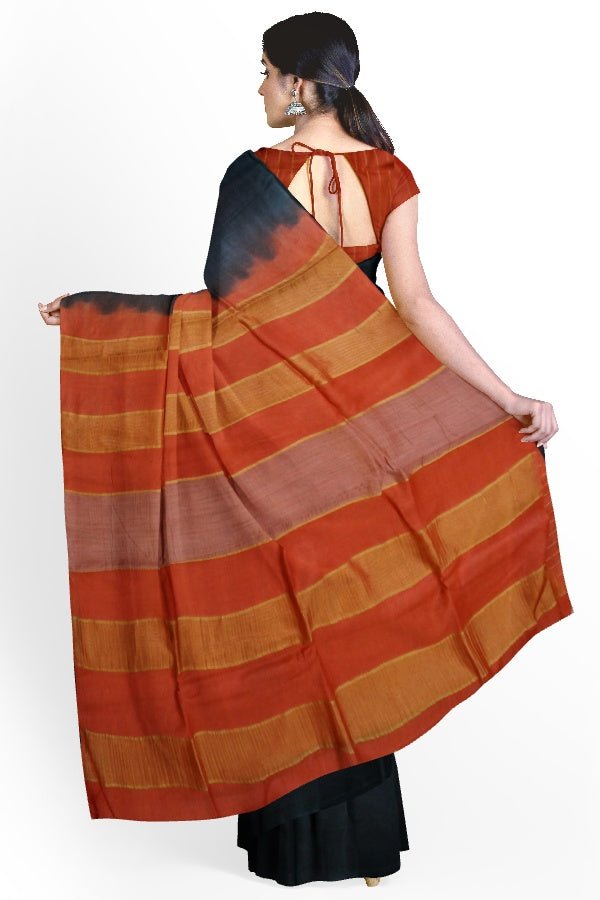 Black Cotton Silk Bengal Handloom Saree - Samvita