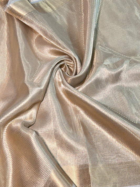 SAMVITA Ivory Tissue Silk Saree with Blouse Piece – Subtle Glamour in a Sheer Drape