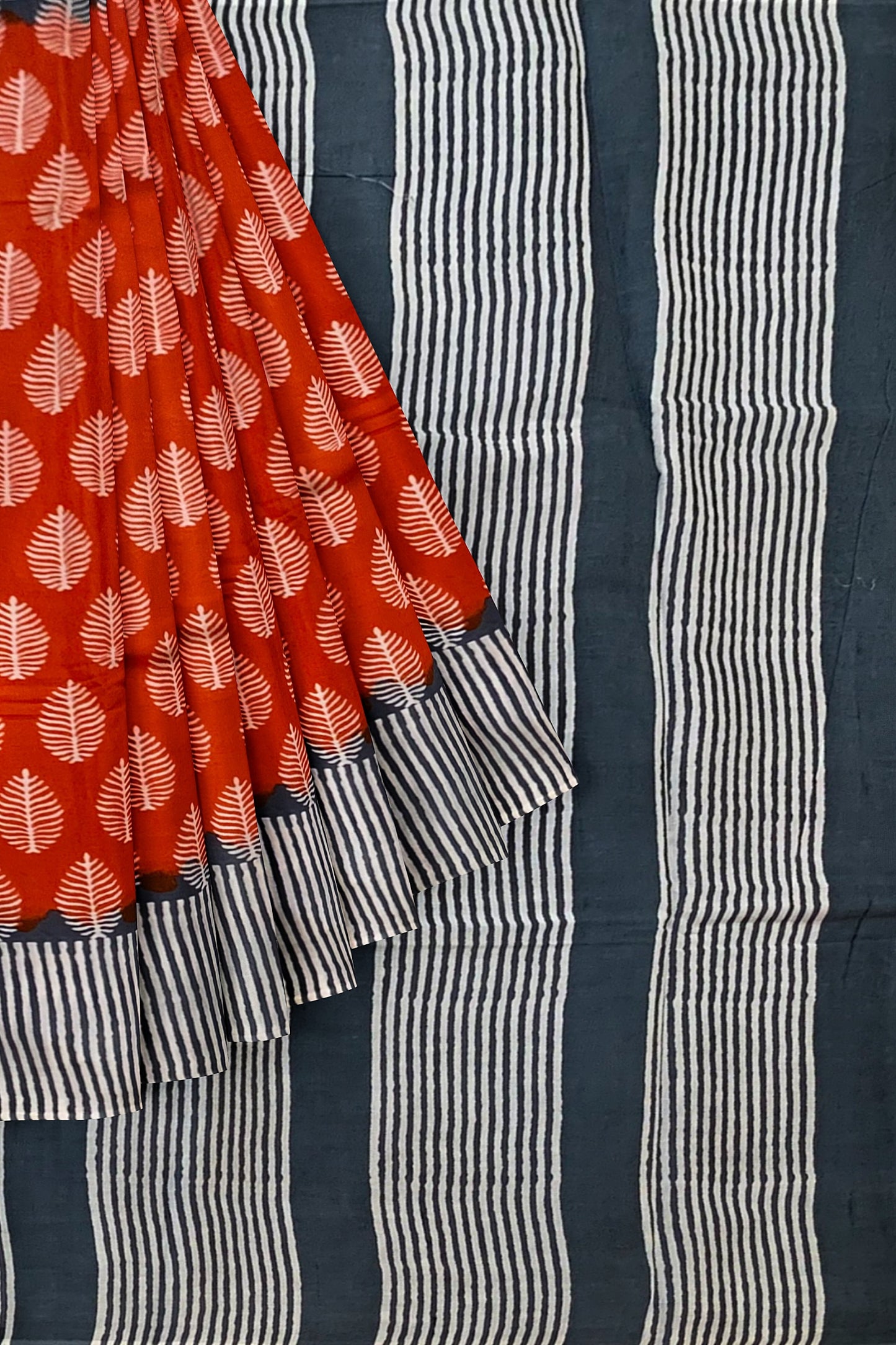 Orange Cotton Mulmul Saree with Blouse Piece