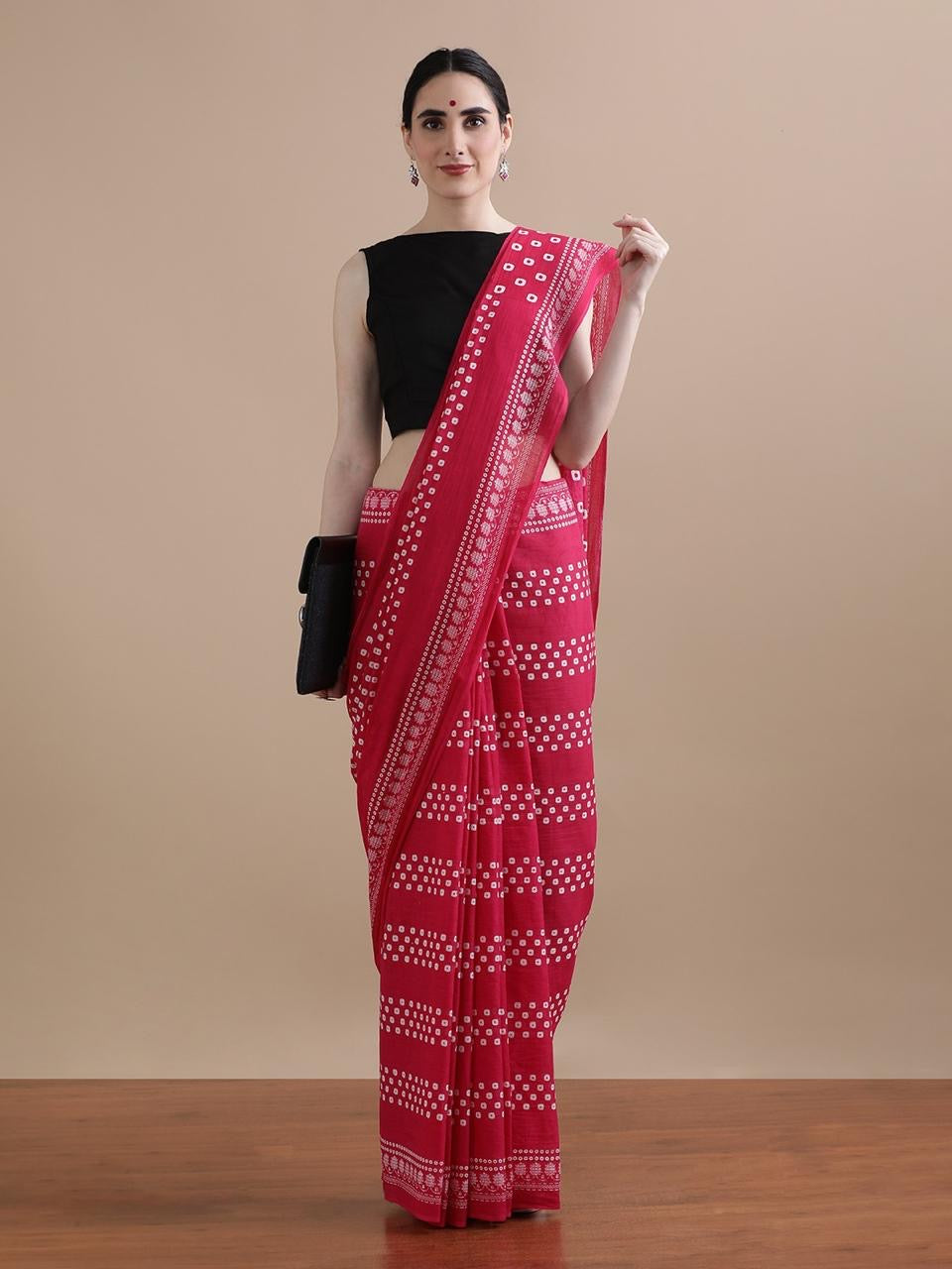 Pink Cotton Mulmul Saree with Blouse Piece – Earthy Elegance in a Feather-Light Drape