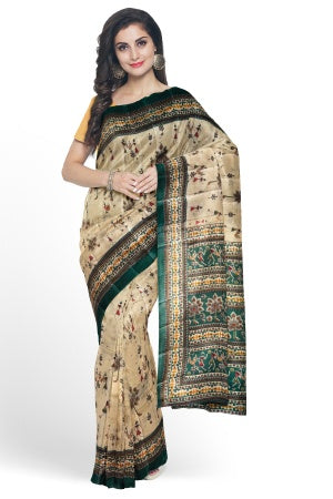 Sustainable Cream Silk Saree | Handwoven Banana Stem Fiber | Samvita