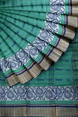 Blue Bengal Handloom Saree - Samvita Pure Cotton Elegance