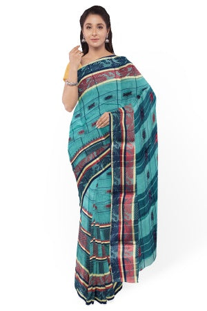 Blue Bengal Handloom Saree - Samvita Pure Cotton Elegance With All Over Woven Design