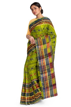 Green Bengal Handloom Saree - Samvita Pure Cotton Elegance With All Over Woven Design