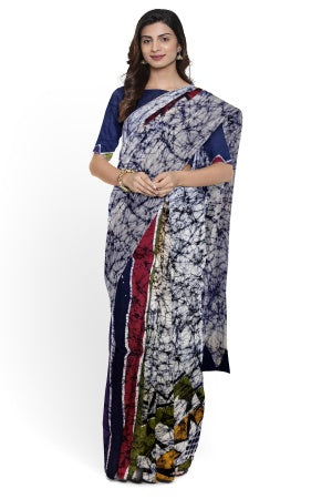 Soft Cotton Batik Painted Saree with Blouse Piece