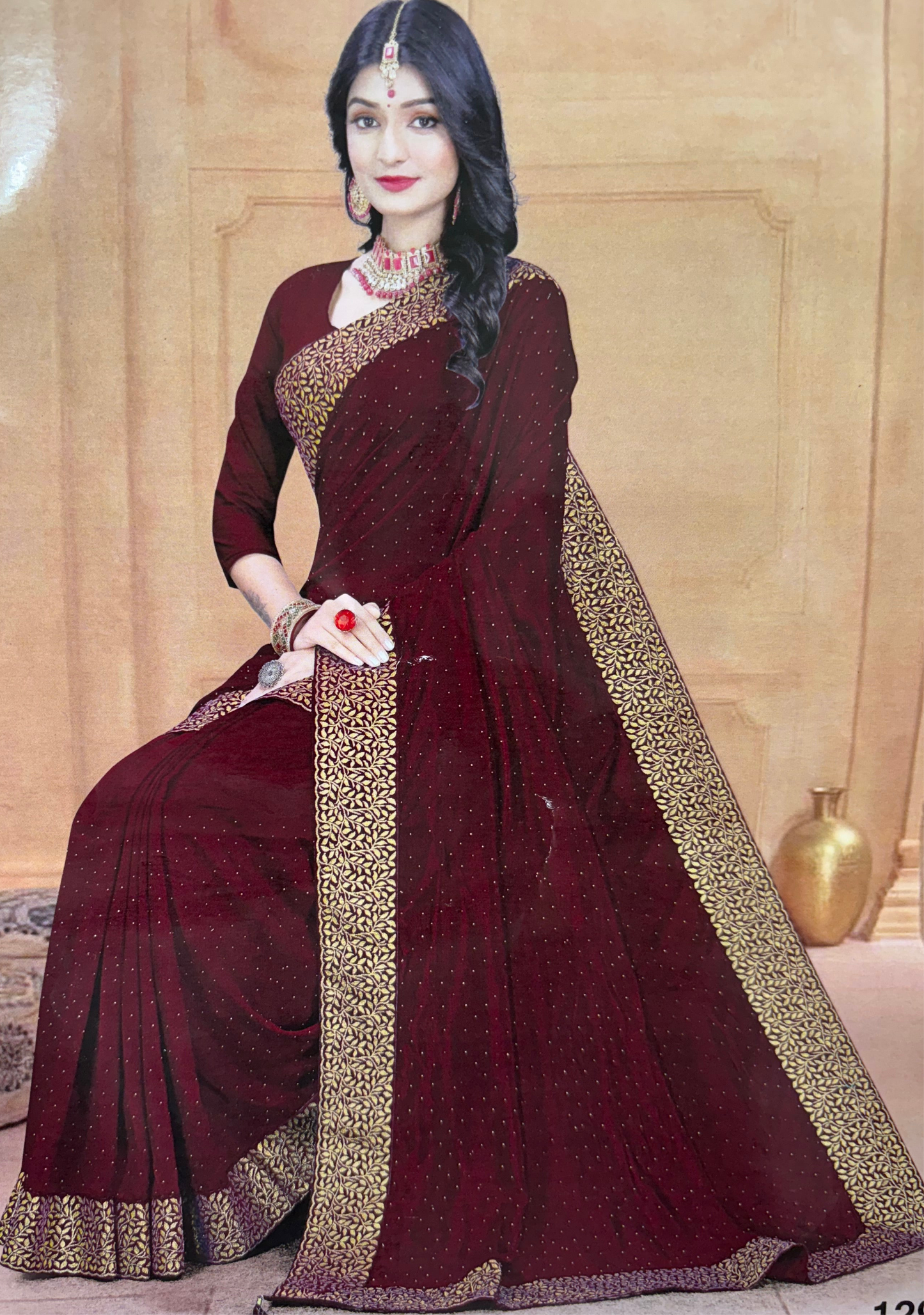 Red Embroidered Georgette Saree with Blouse Piece – Effortless Elegance, Thread by Thread