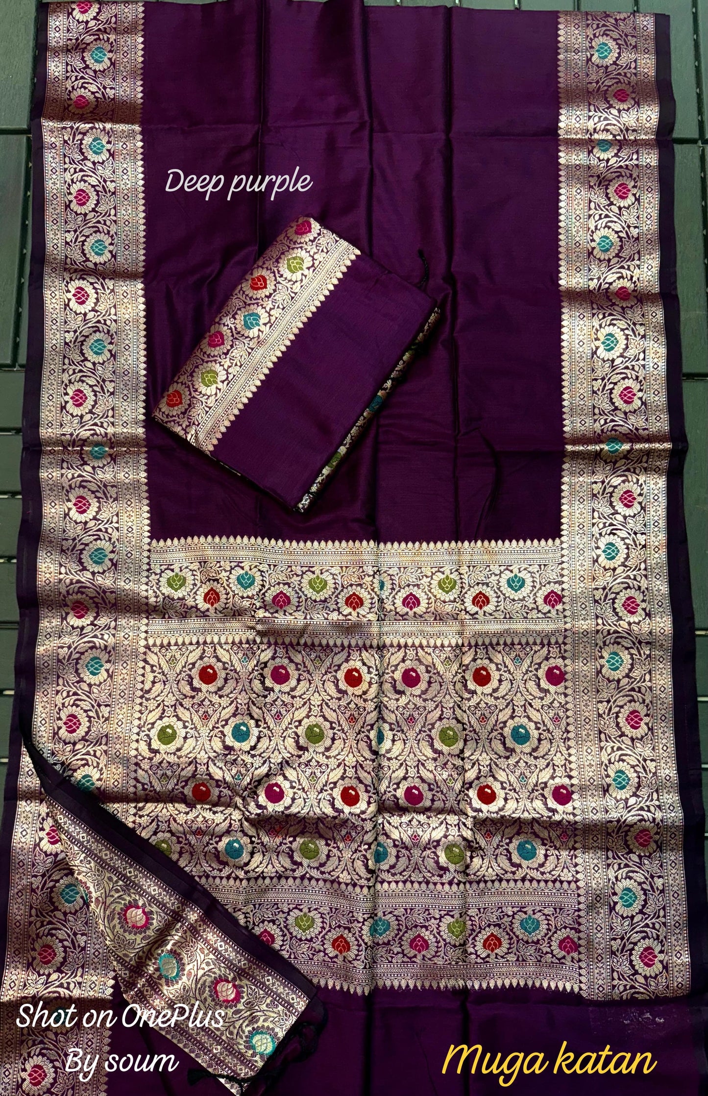 Purple Muga Kataan Silk Saree with Rich Zari Work – Royal Weave, Eternal Grace