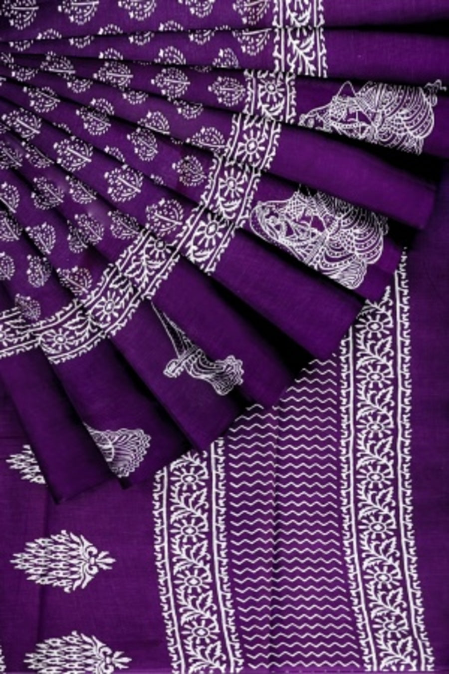Purple Cotton Mulmul Saree with Blouse Piece – Earthy Elegance in a Feather-Light Drape