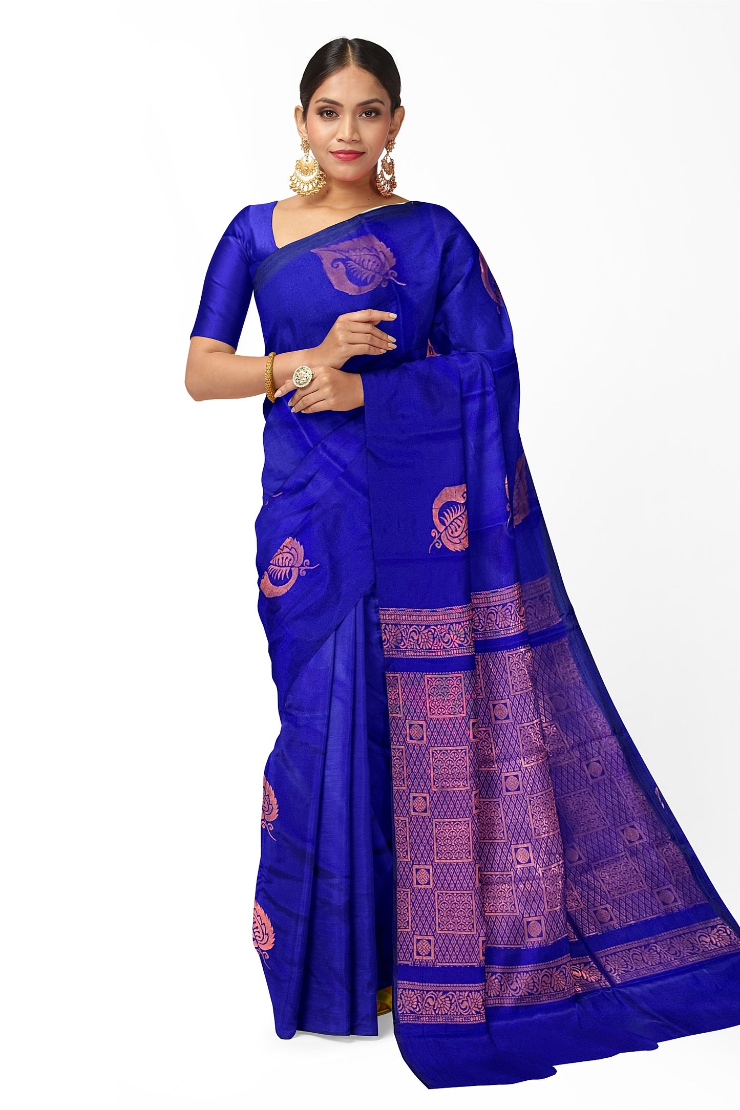 Blue Kanchee Soft Silk Saree With Zari Weave