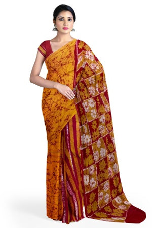 Soft Cotton Batik Painted Saree with Blouse Piece