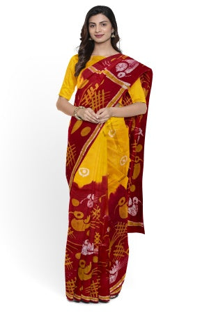 Soft Cotton Batik Painted Saree with Blouse Piece