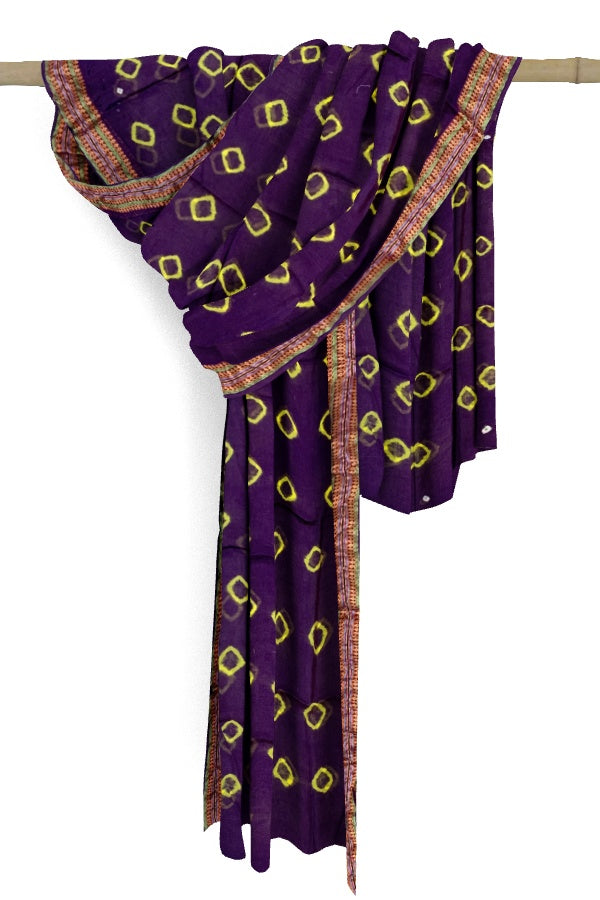 Purple Cotton Bandhani Dupatta – A Timeless Tie-Dye Tradition in Pure Cotton
