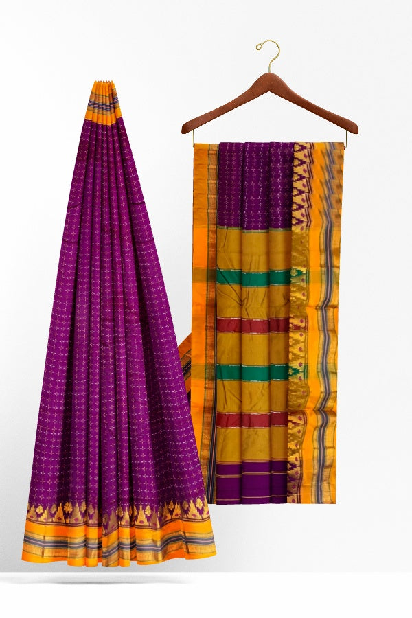 Purple Cotton Silk Ilkal Saree