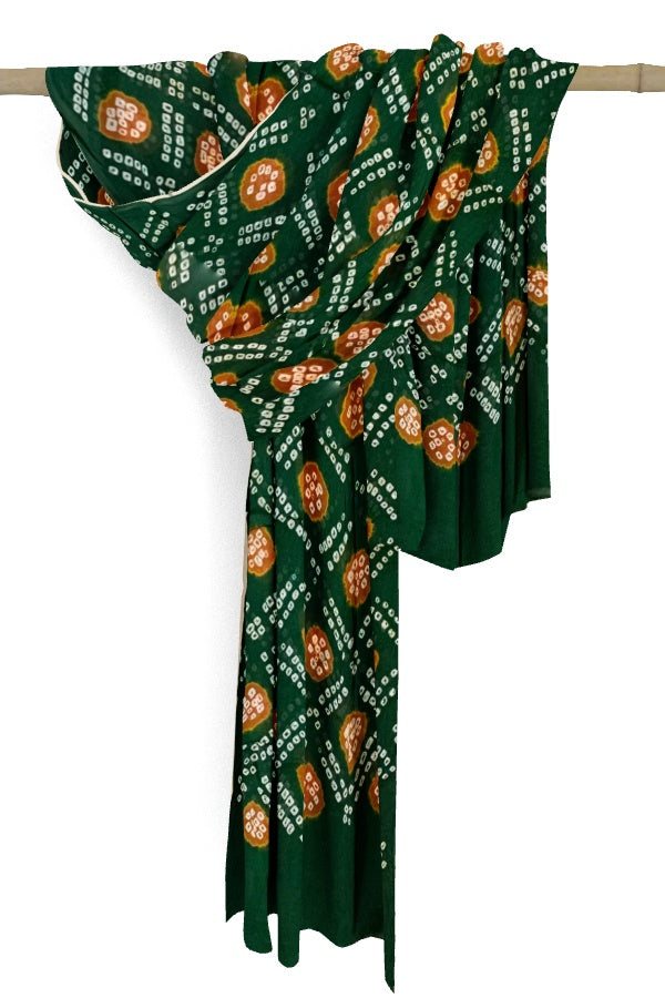 Green Cotton Bandhani Dupatta – A Timeless Tie-Dye Tradition in Pure Cotton