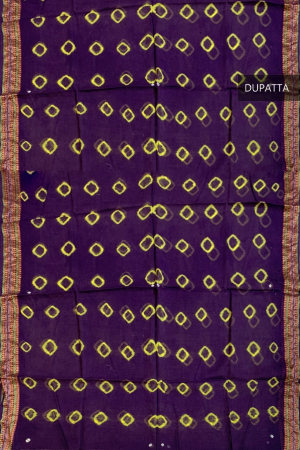 Purple Cotton Bandhani Dupatta – A Timeless Tie-Dye Tradition in Pure Cotton