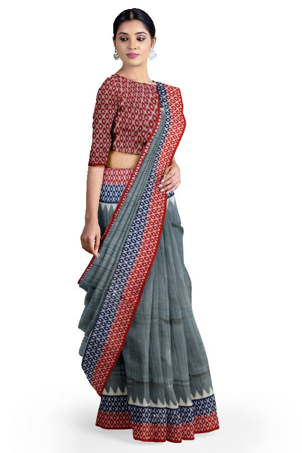 Grey Blended Silk Printed Manipur Saree