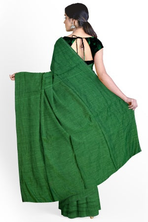 Green Cotton Handloom Saree with Designer Blouse