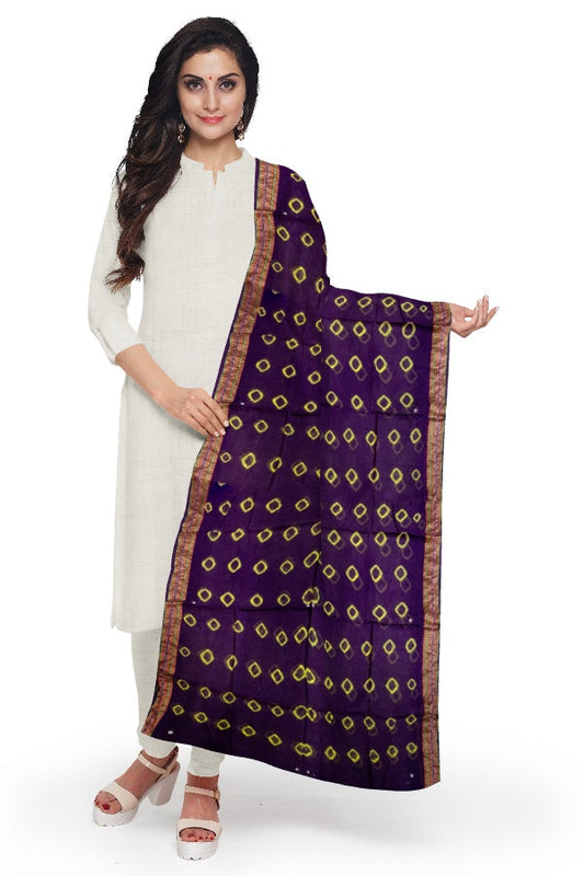 Purple Cotton Bandhani Dupatta – A Timeless Tie-Dye Tradition in Pure Cotton