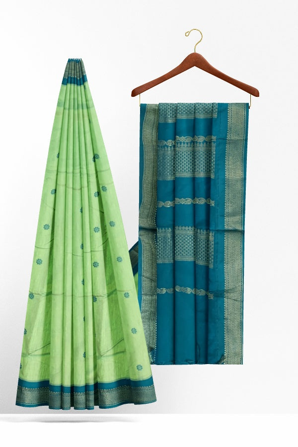 Green Cotton Silk Kalyani Gadwal Saree with Butta and Zari Pallu – Grace Rooted in Heritage