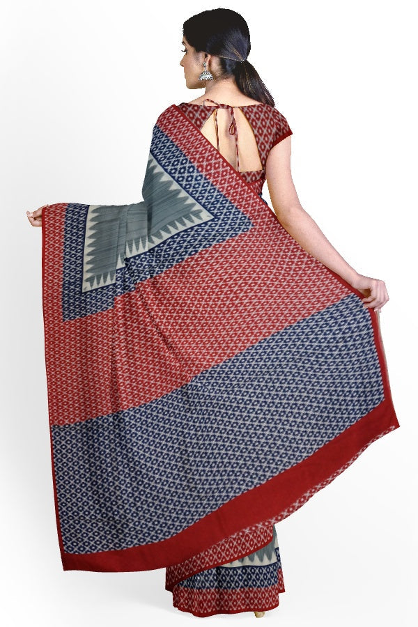 Grey Blended Silk Printed Manipur Saree