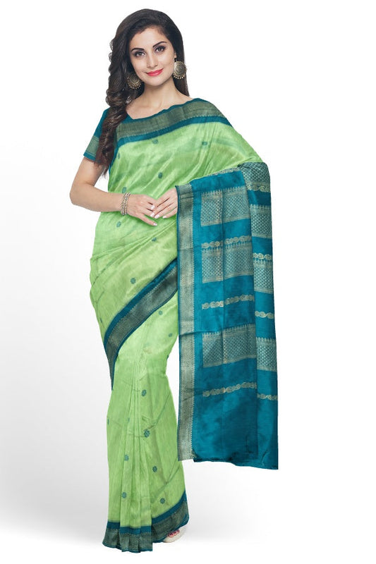 Green Cotton Silk Kalyani Gadwal Saree with Butta and Zari Pallu – Grace Rooted in Heritage