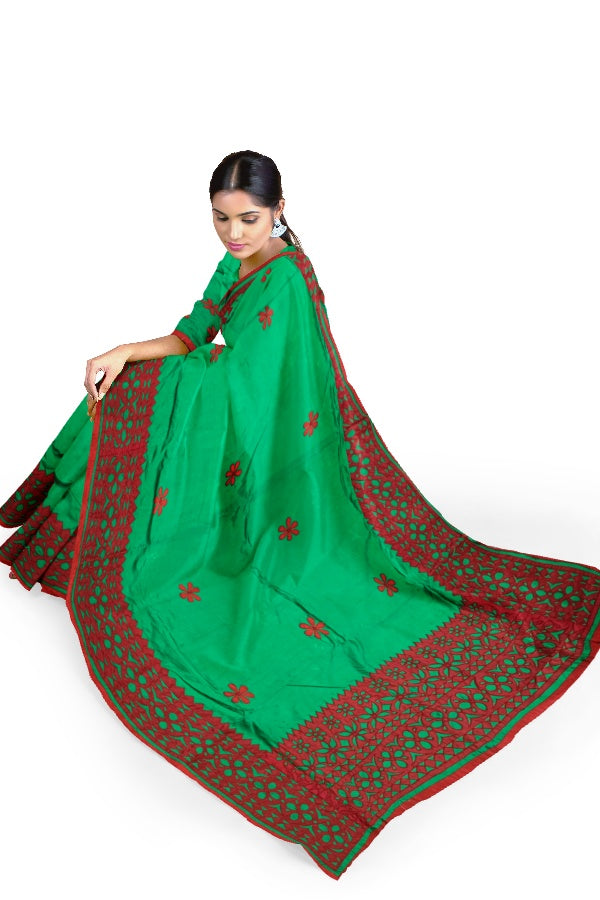 Green Silk Saree with Rich Designer Embroidery Work