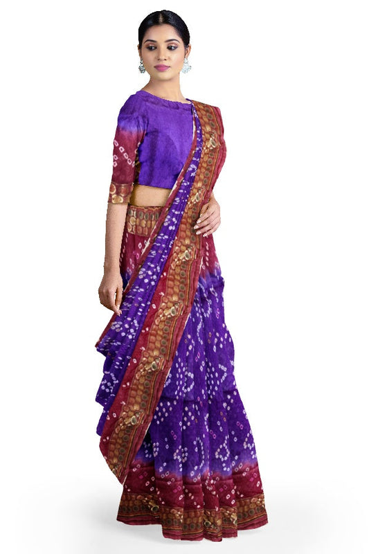 Violet Art Silk Exclusive Bandhani Saree