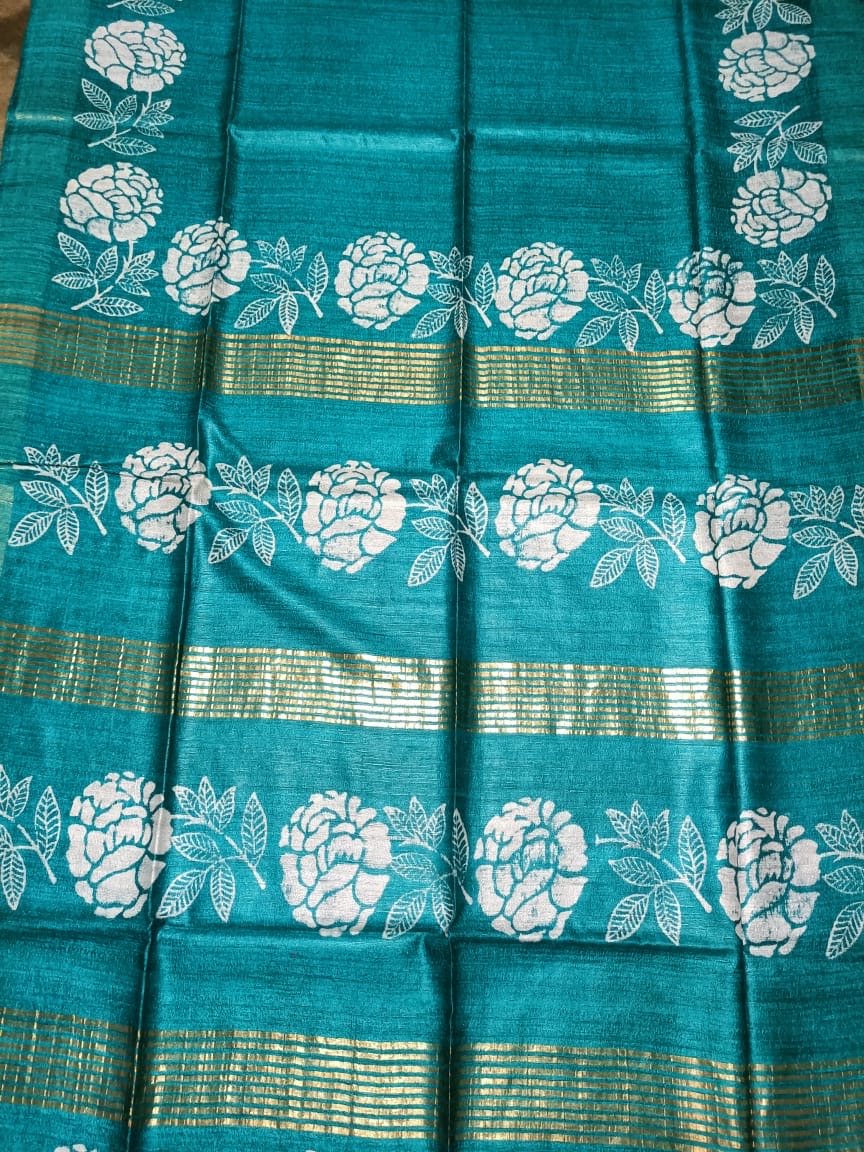 Green Tussar Ghicha Silk Saree