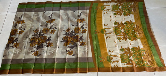 Sustainable Cream Silk Saree | Handwoven Banana Stem Fiber | Samvita