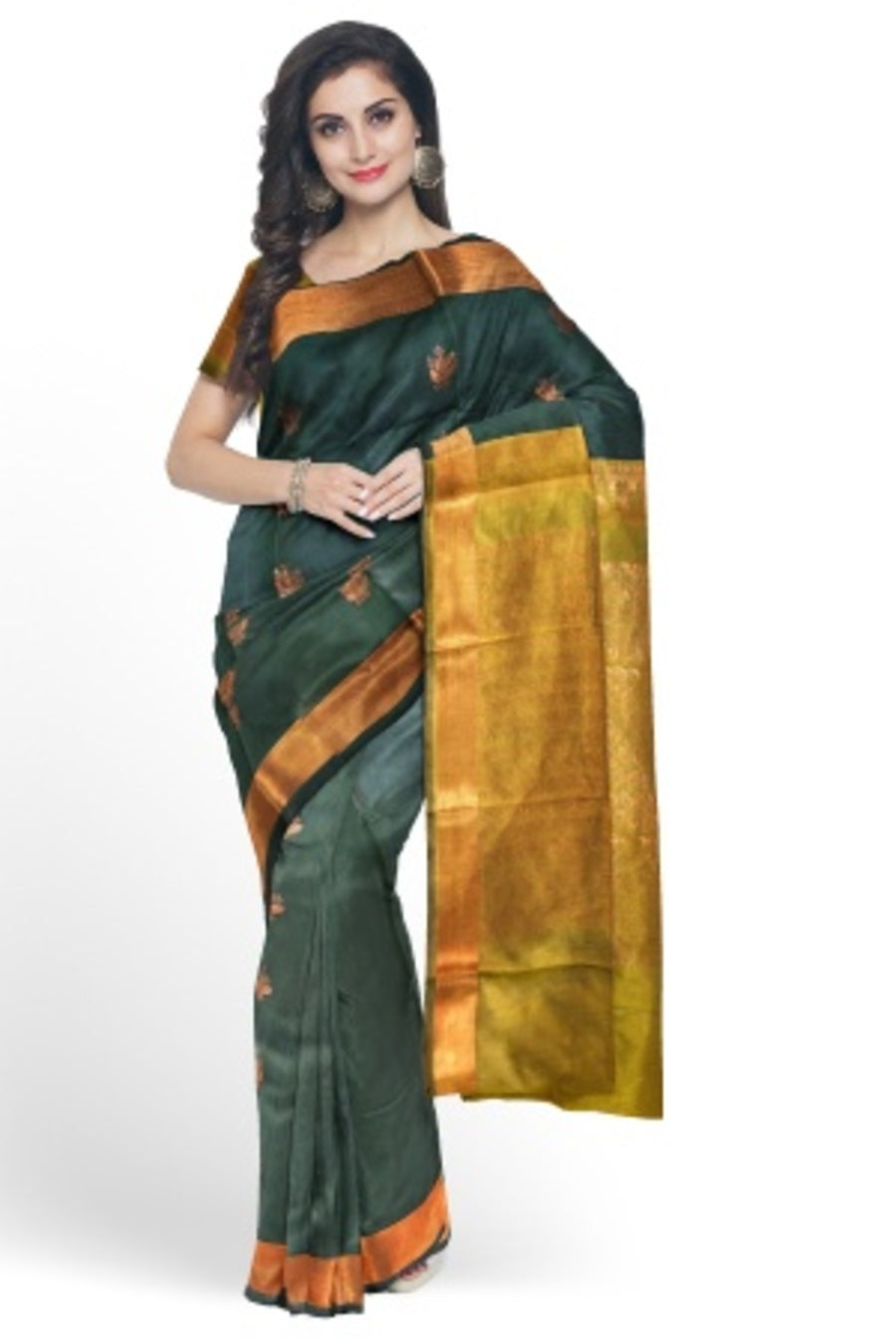 Green Kanchee Soft Silk Saree With Zari Weave