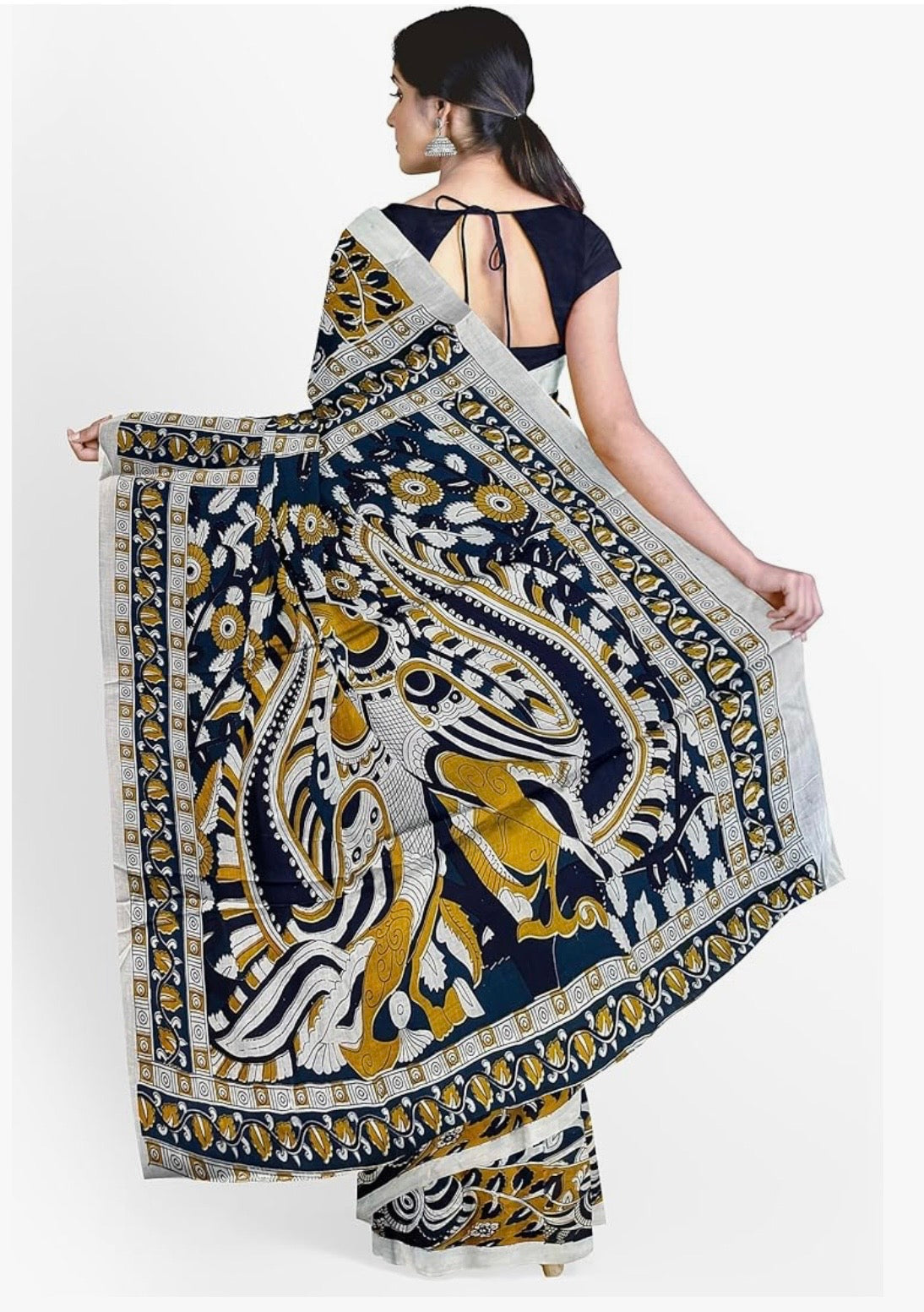 Blue Cotton Mulmul Saree with Blouse Piece – Earthy Elegance in a Feather-Light Drape