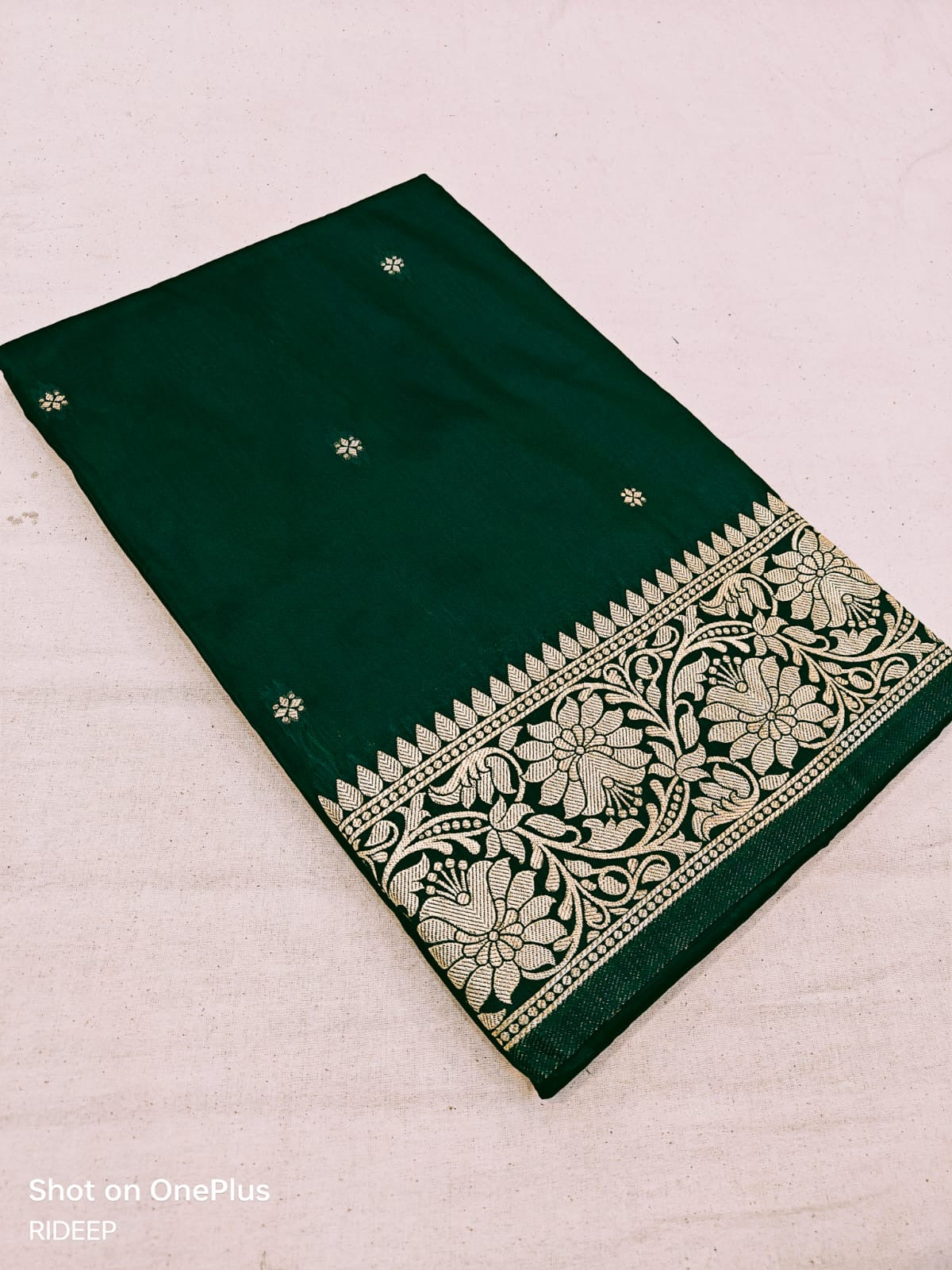 Green Muga Kataan Silk Saree with Rich Zari Work