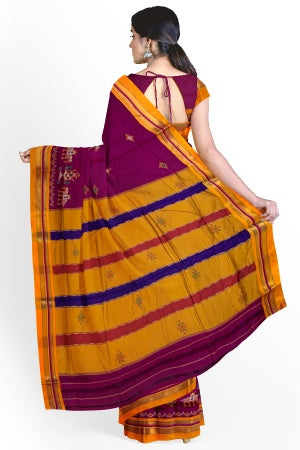 Purple Cotton Silk Ilkal Saree with Kasuti Embroidery Work