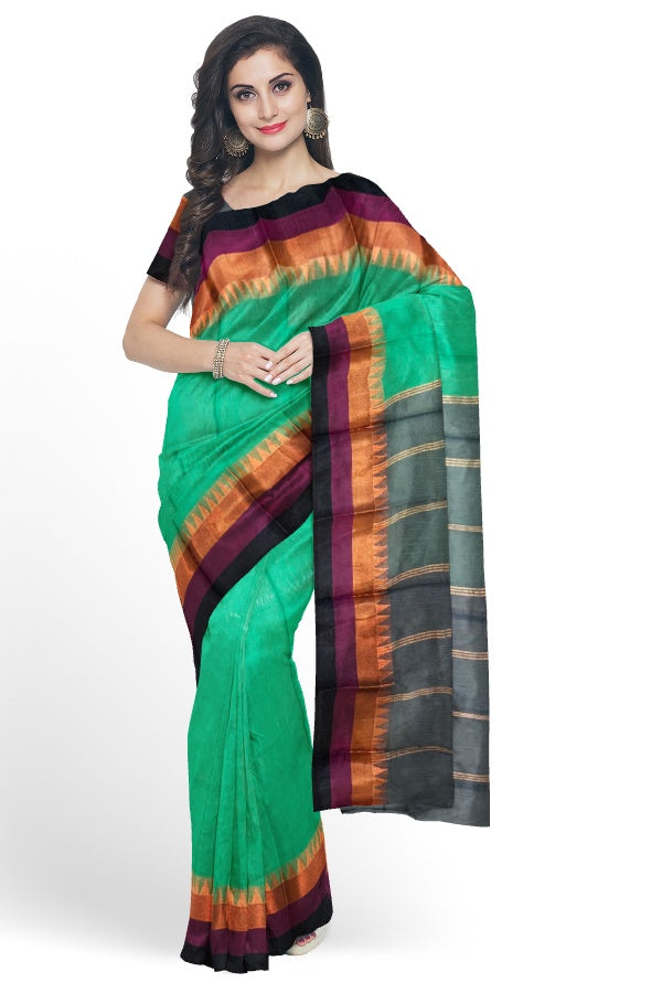 SAMVITA Green South Cotton Silk Saree with Zari Border - Tradition meets the latest trends