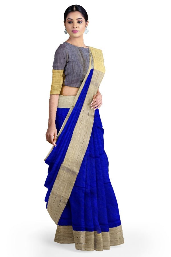 Blue Georgette Saree with Jute Pallu - Samvita