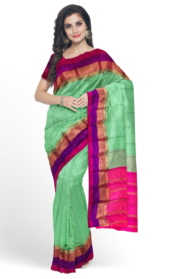 SAMVITA Green South Cotton Silk Saree with Zari Border - Tradition meets the latest trends