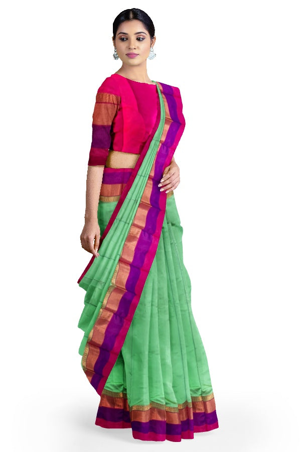 SAMVITA Green South Cotton Silk Saree with Zari Border - Tradition meets the latest trends