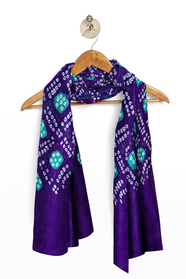 Blue Cotton Bandhani Dupatta - Samvita