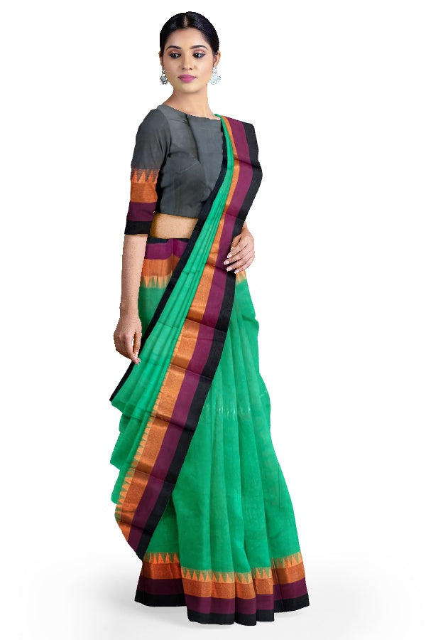 SAMVITA Green South Cotton Silk Saree with Zari Border - Tradition meets the latest trends