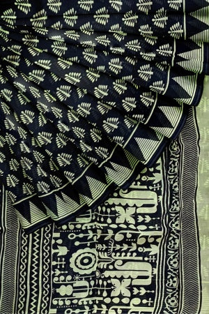 SAMVITA Black Cotton Saree - Pure Cotton Elegance With All Over Printed Design