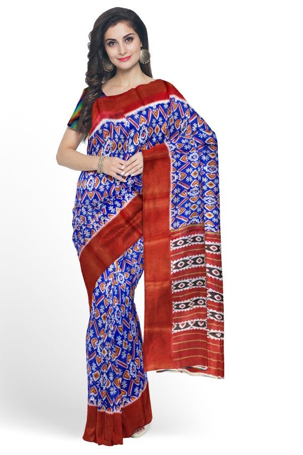 Blue Blended Silk Ikkat Saree - Samvita